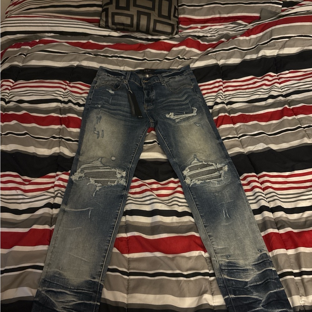 AMIRI Distressed Indigo Skinny Jeans